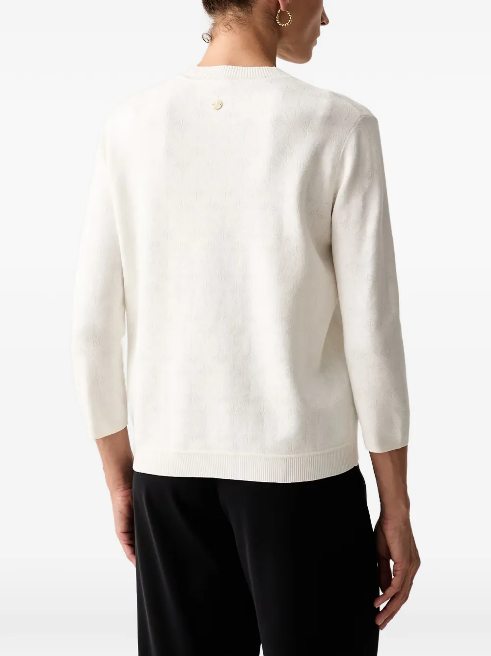 Joop! T-shirt met cropped mouwen en jacquard Wit