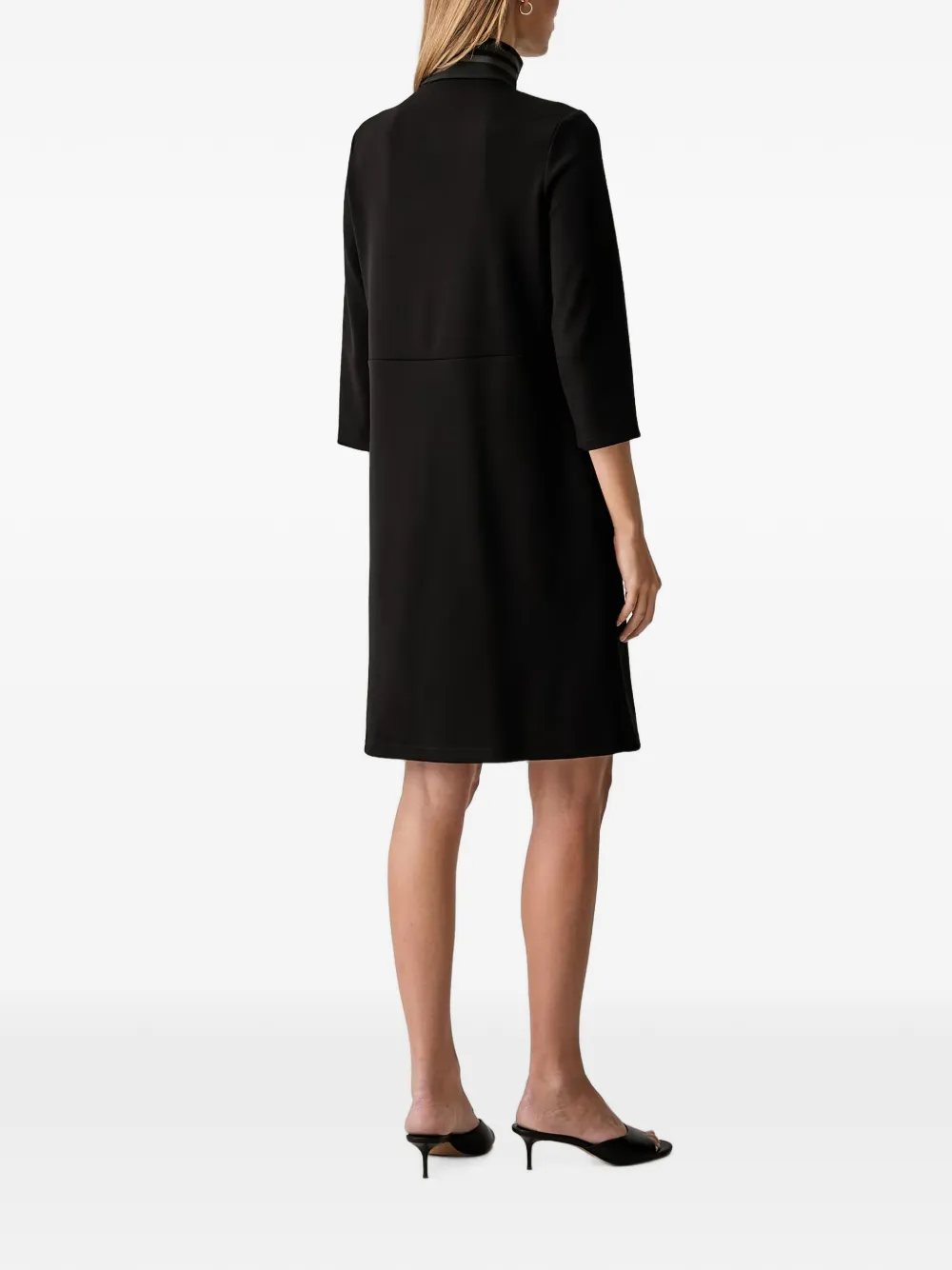 Joseph Ribkoff Shift mini-jurk met hoge hals en gestreepte kraag Zwart