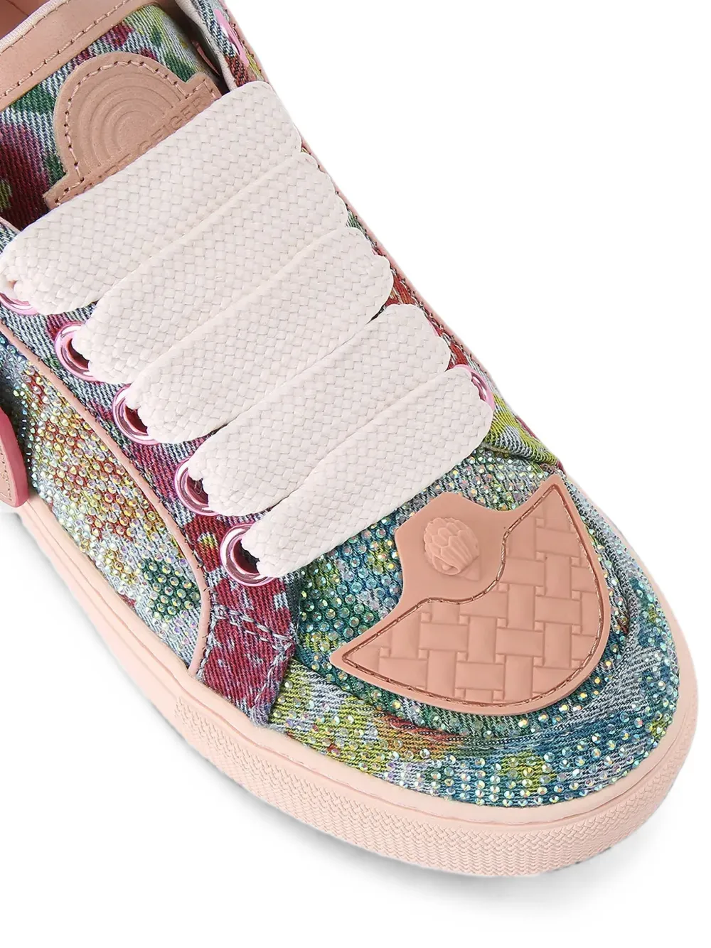 Kurt Geiger London crystal-embellished floral-print sneakers Blauw