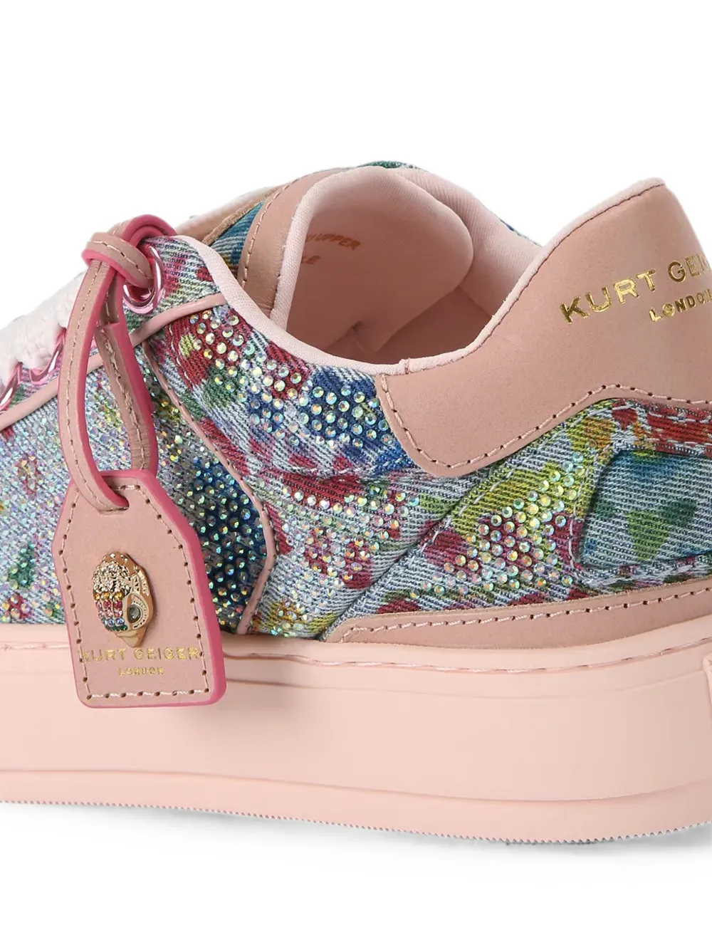 Kurt Geiger London crystal-embellished floral-print sneakers Blauw