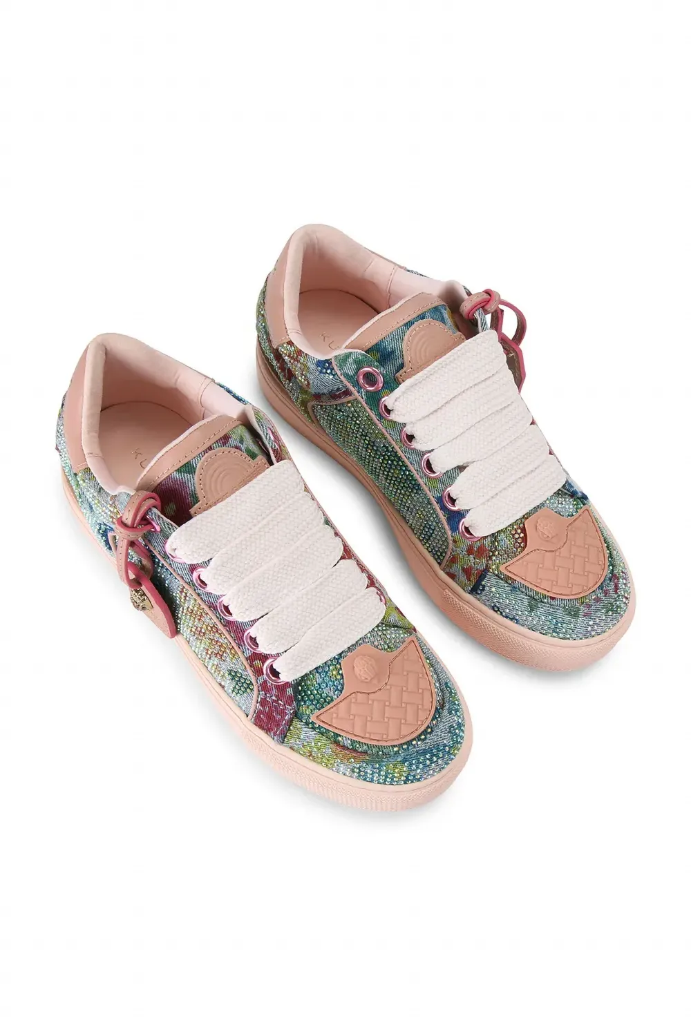 Kurt Geiger London crystal-embellished floral-print sneakers Blauw