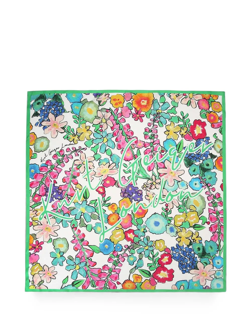 Kurt Geiger London floral-print logo-script scarf - Weiß