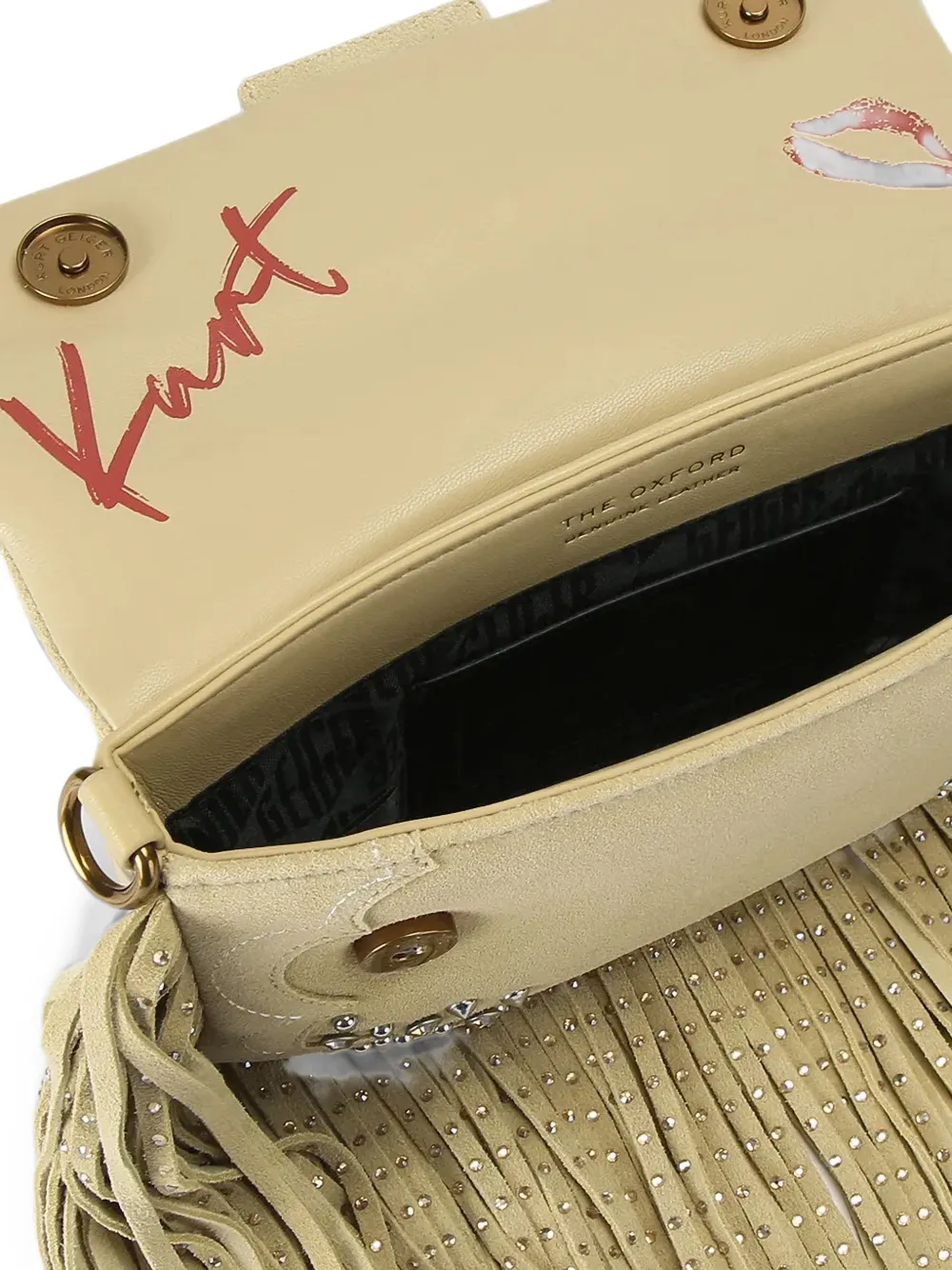 Kurt Geiger London Oxford schoudertas met franje Beige