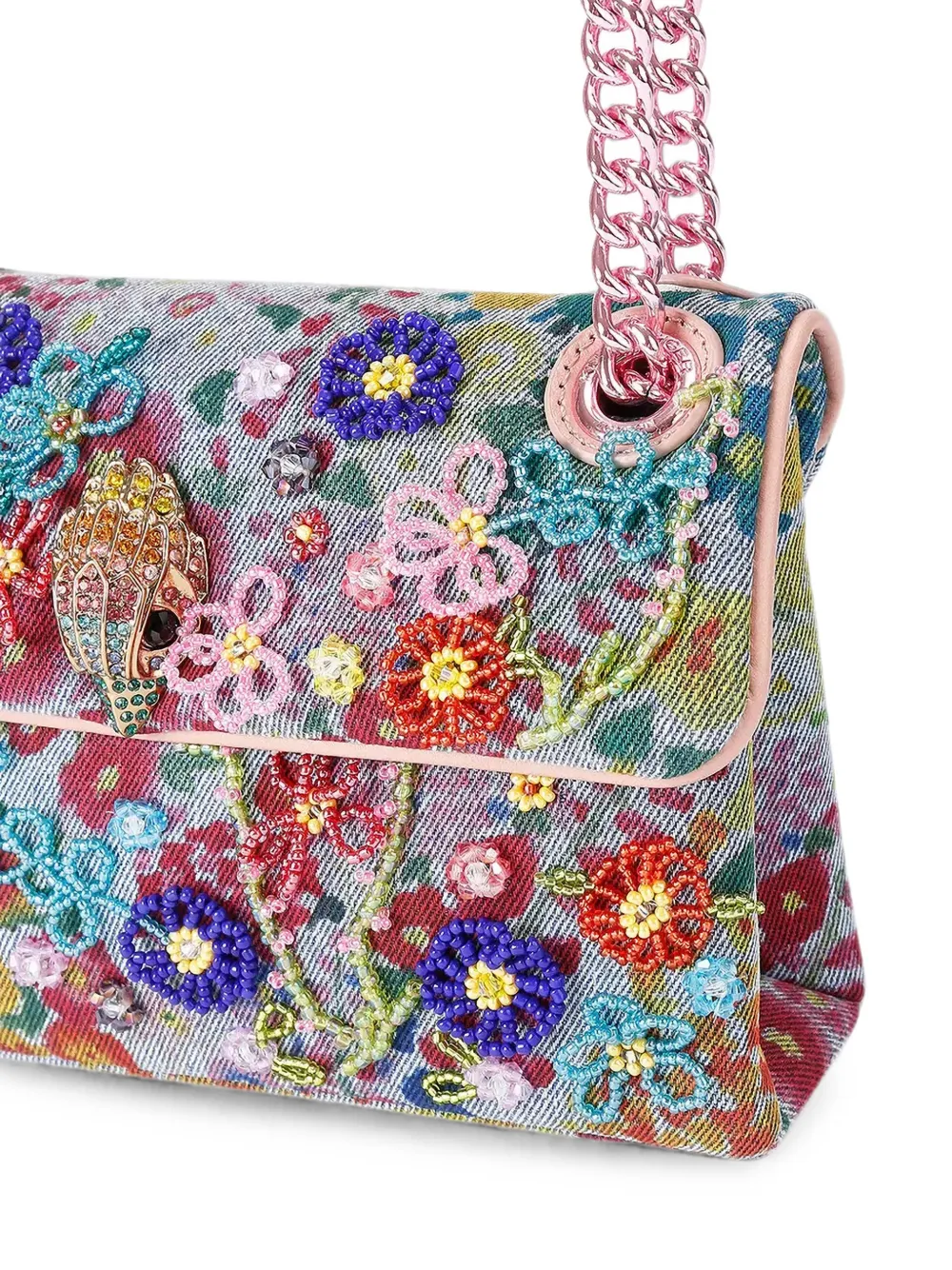 Kurt Geiger London Schoudertas verfraaid met kralen en bloemenprint Blauw
