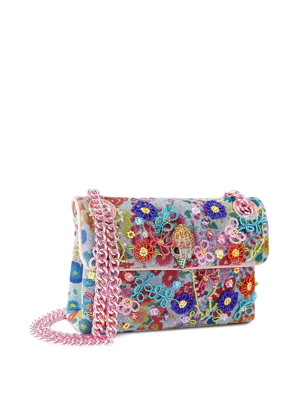 Kurt Geiger London Schoudertas verfraaid met kralen en bloemenprint Blauw