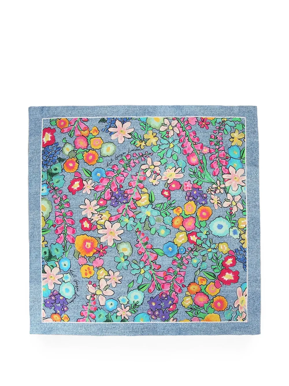 Kurt Geiger London floral-print denim-effect scarf - Blau