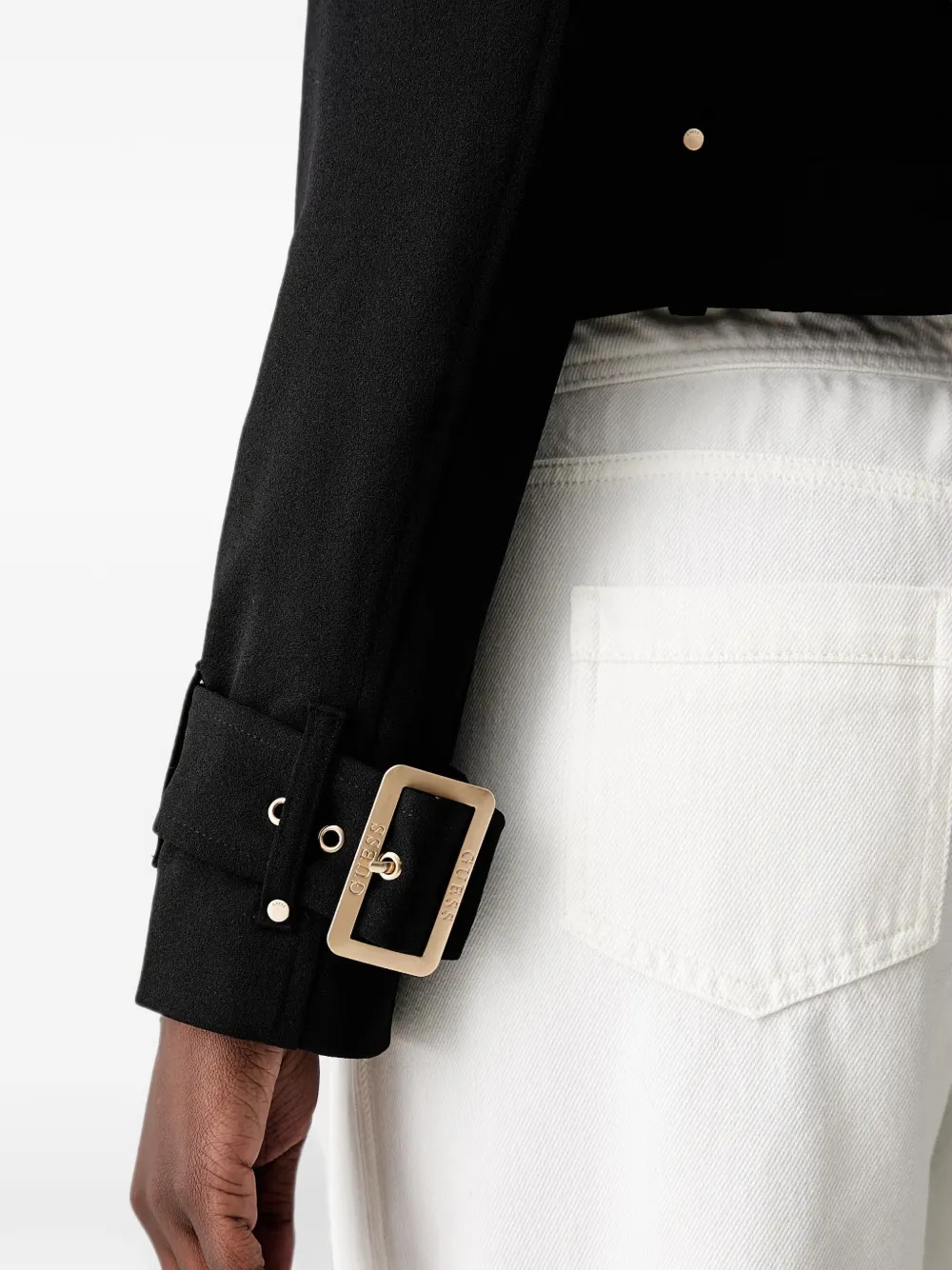 GUESS USA Cropped jack met gespdetail Zwart