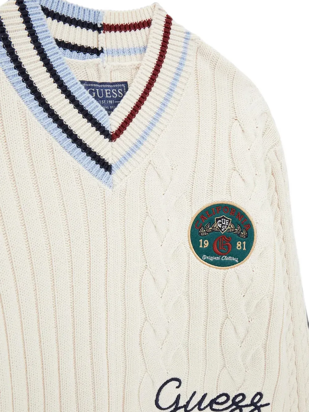 guess kids Kabelgebreide trui met geribbelde afwerking Beige