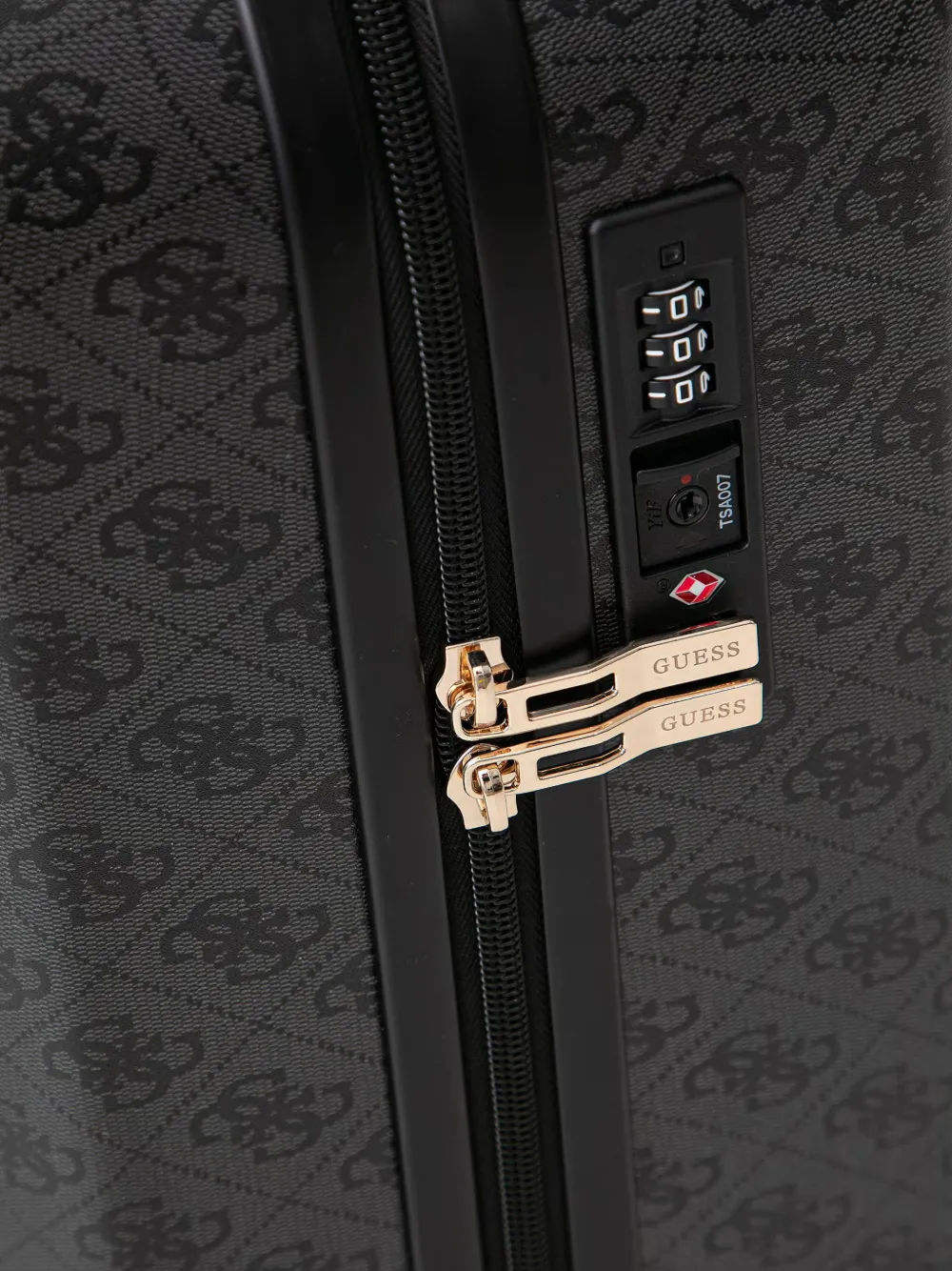GUESS USA Koffer met monogramprint en logoplakkaat Zwart