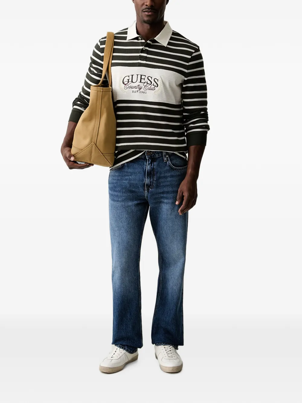 GUESS USA Gestreept poloshirt Groen