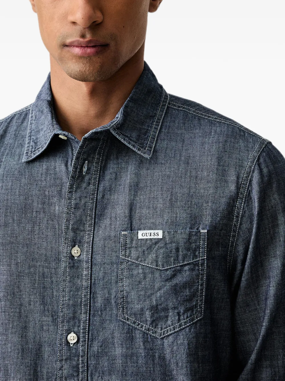 GUESS USA Button-down oervhemd met borstzak Blauw