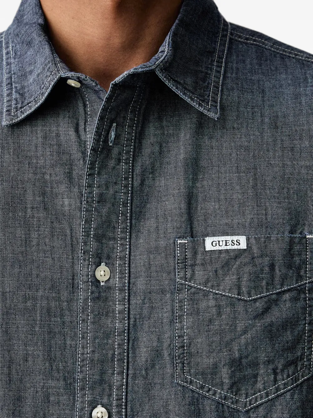 GUESS USA Button-down oervhemd met borstzak Blauw
