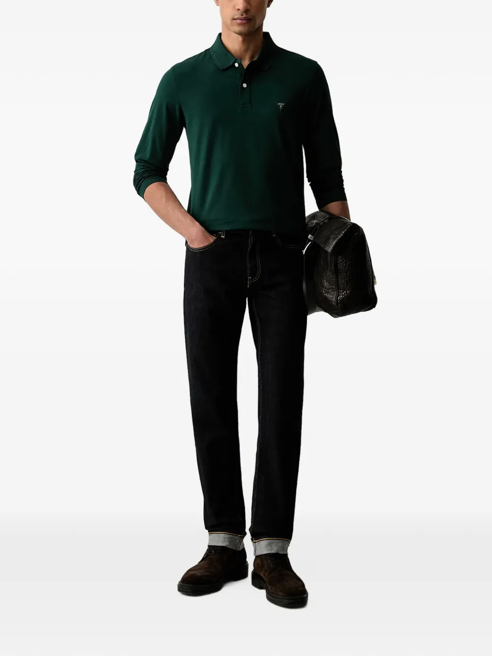 GUESS USA Poloshirt met logo-patch Groen