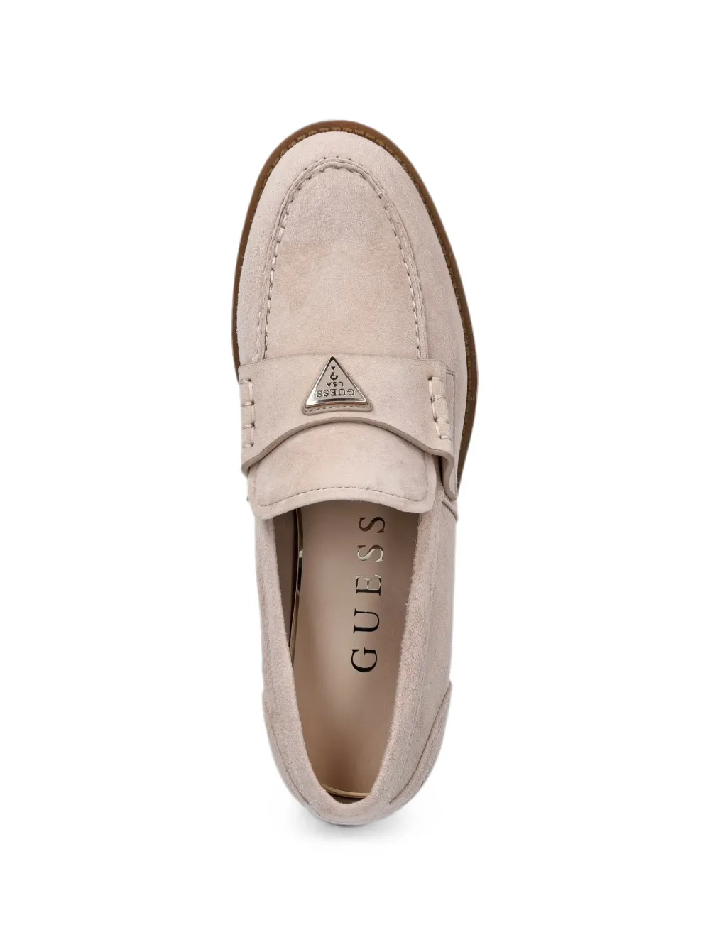 GUESS USA logo-plaque suede loafers Beige
