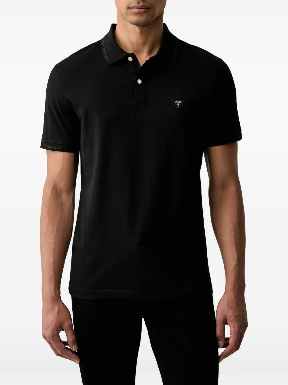 GUESS USA Poloshirt met logoprint Zwart