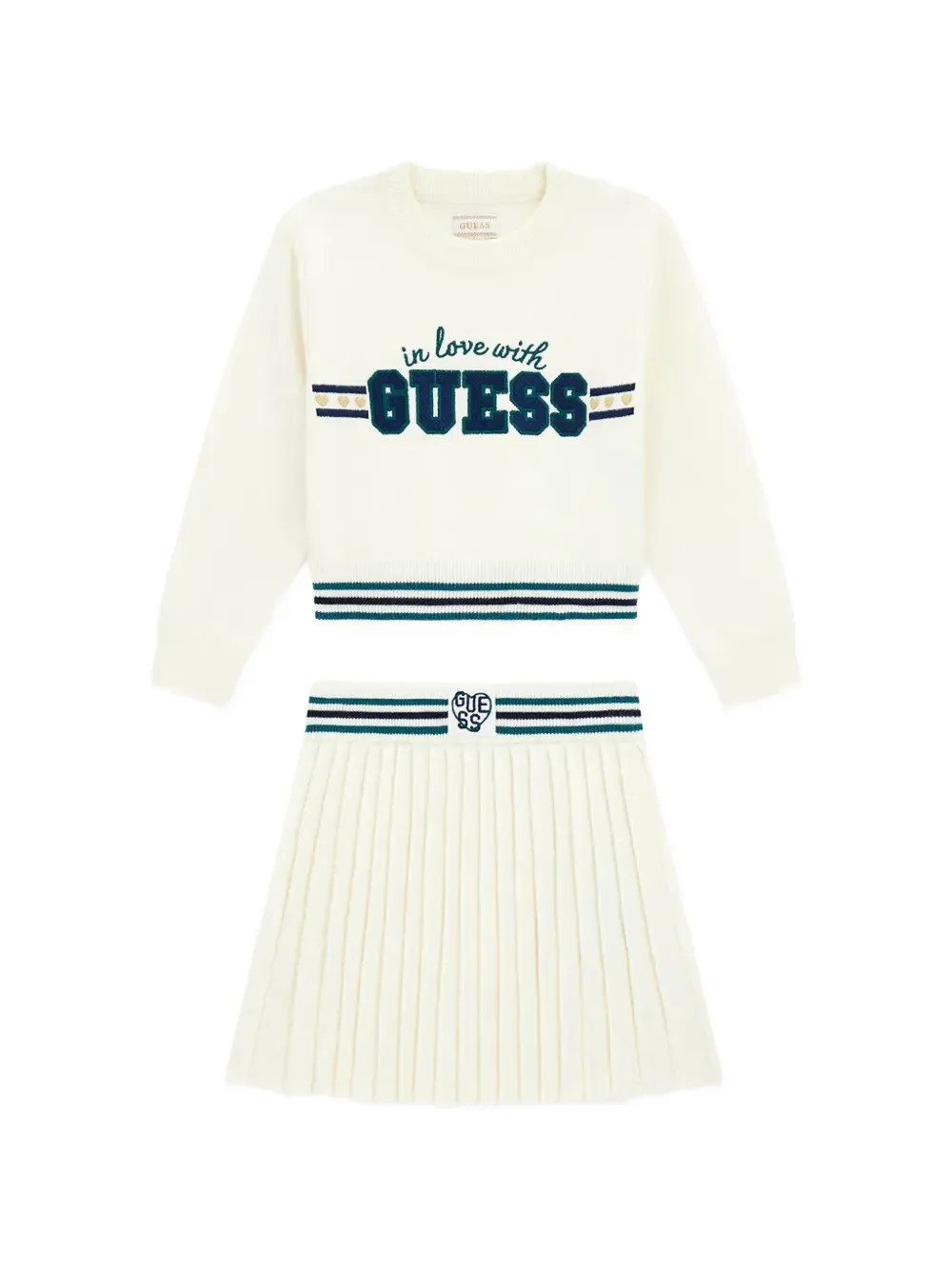 guess kids Set maglione e minigonna con logo ricamato - Toni neutri