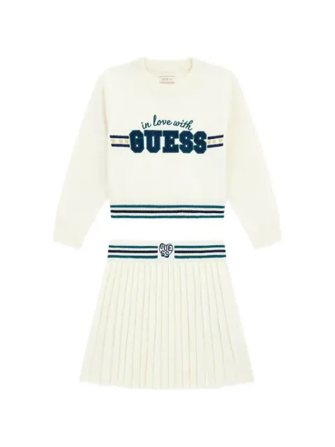 guess kids 로고 자수 스웨터 앤 플리츠 미니 스커트 세트