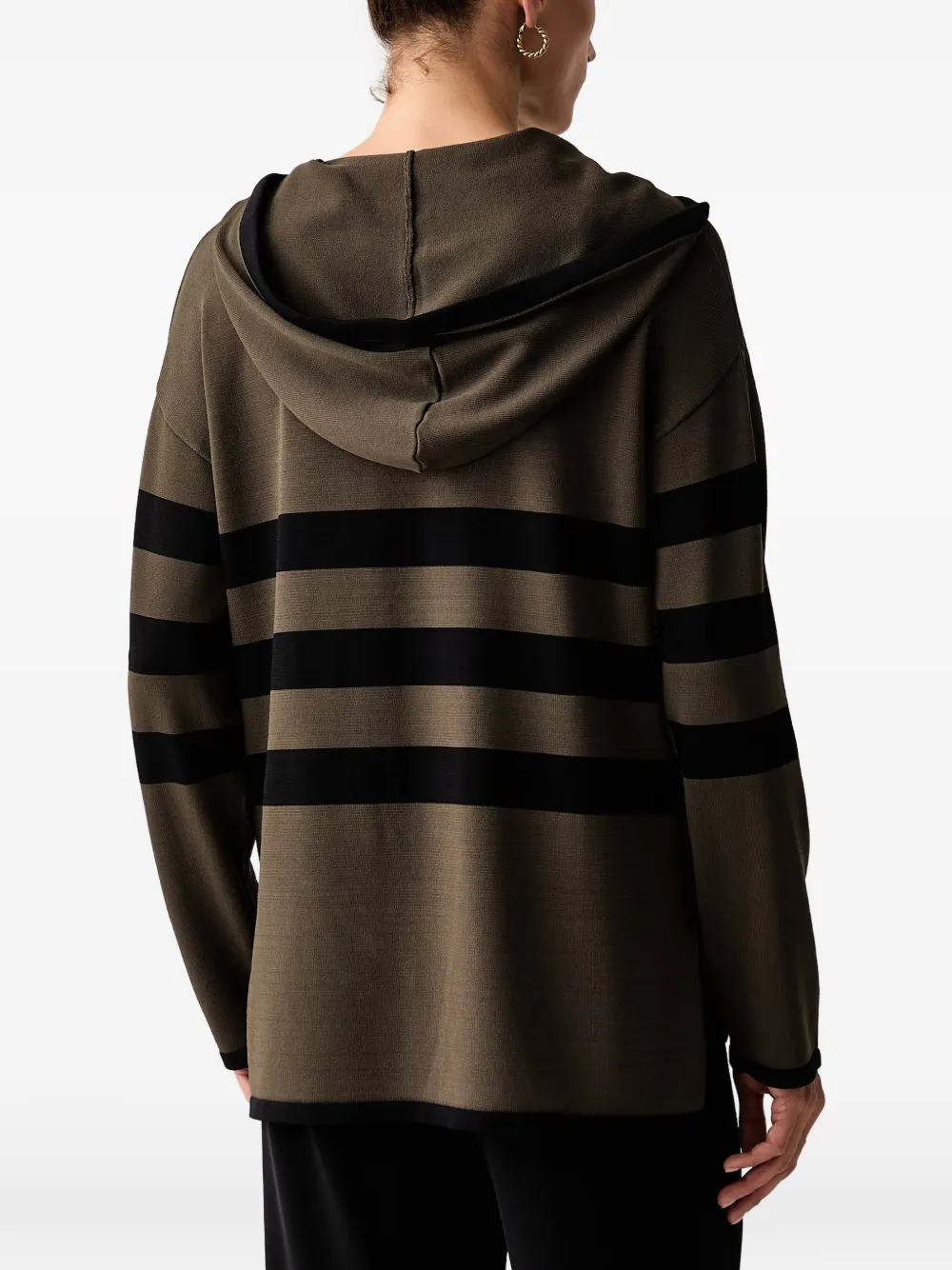 Joseph Ribkoff Gestreepte hoodie verfraaid met stras Bruin