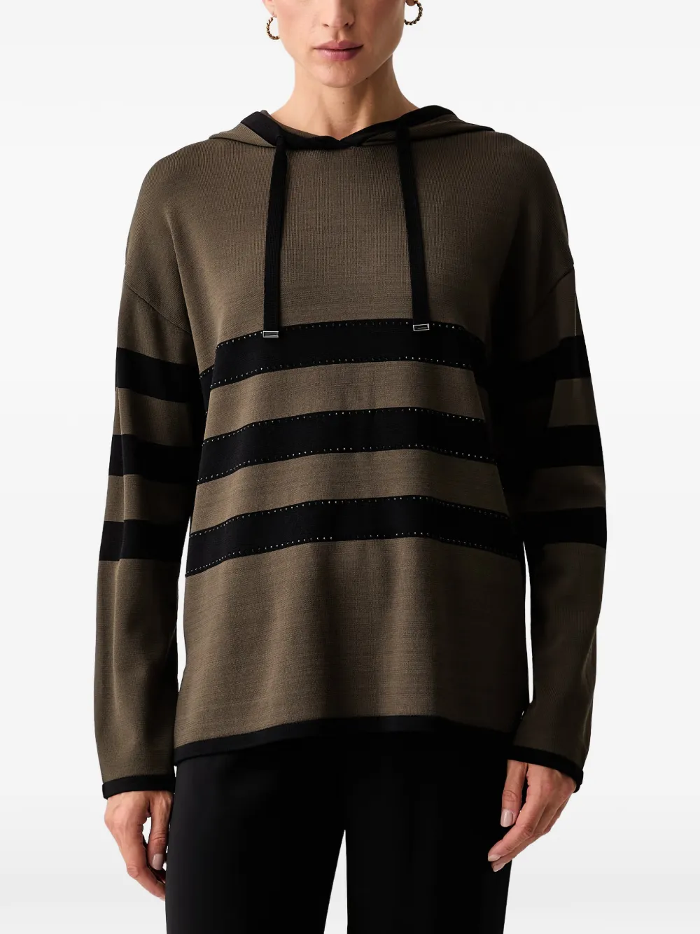 Joseph Ribkoff rhinestone-embellished striped hoodie - Marrone