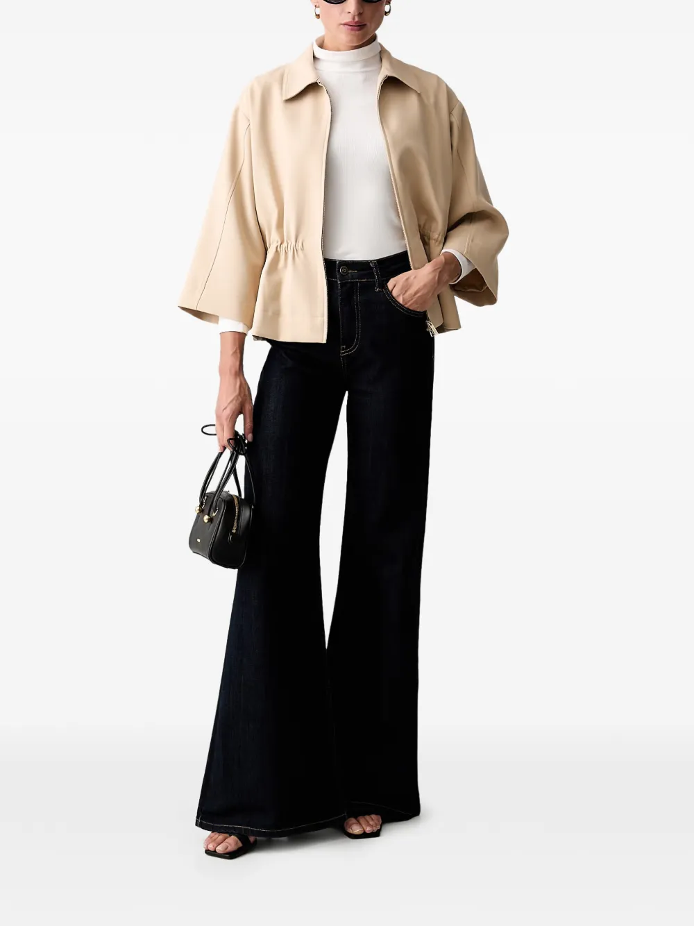 Joop! Cropped jack met trekkoordtaille Beige