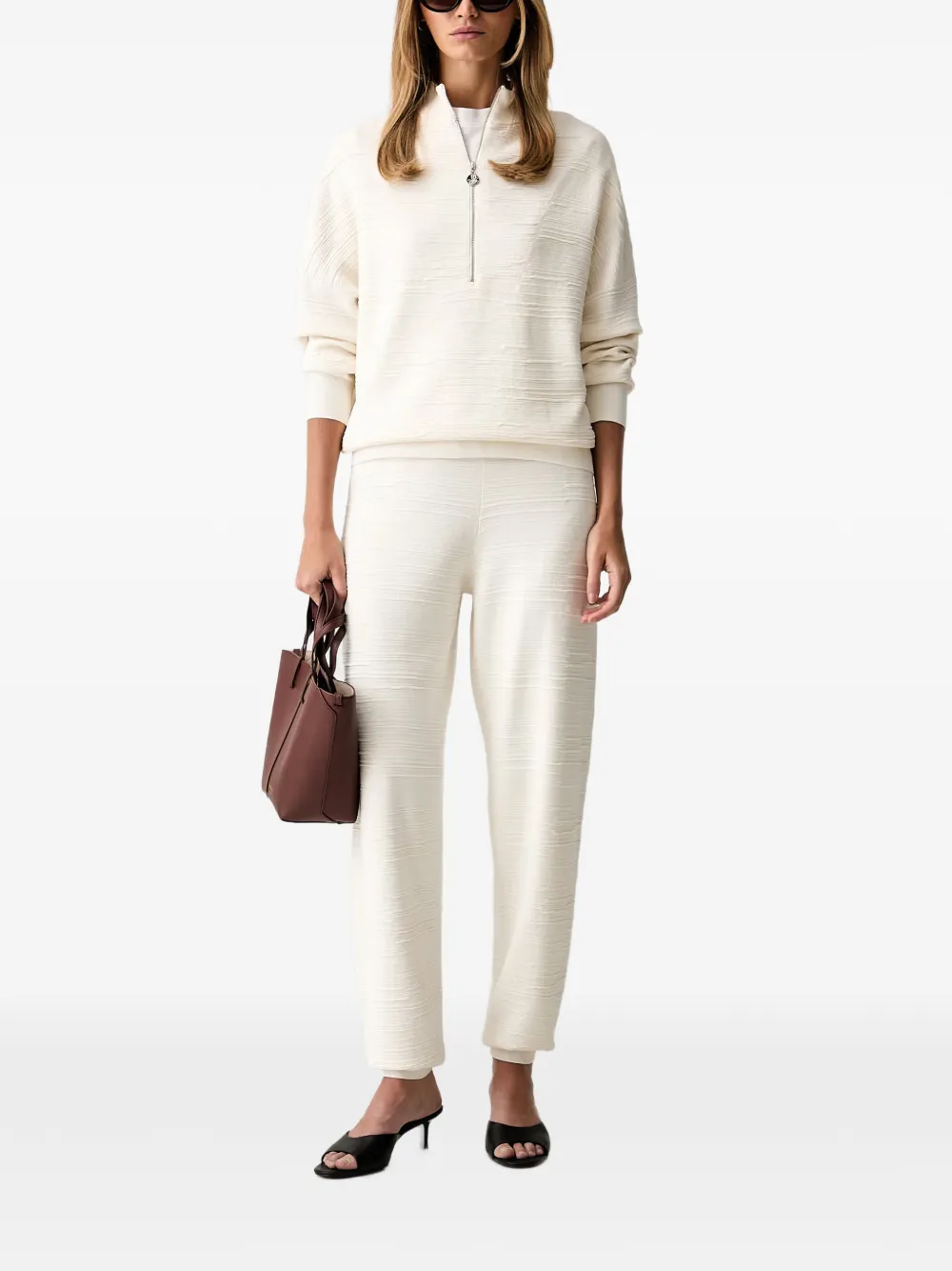 Joseph Ribkoff Broek met elastische tailleband en textuur Beige