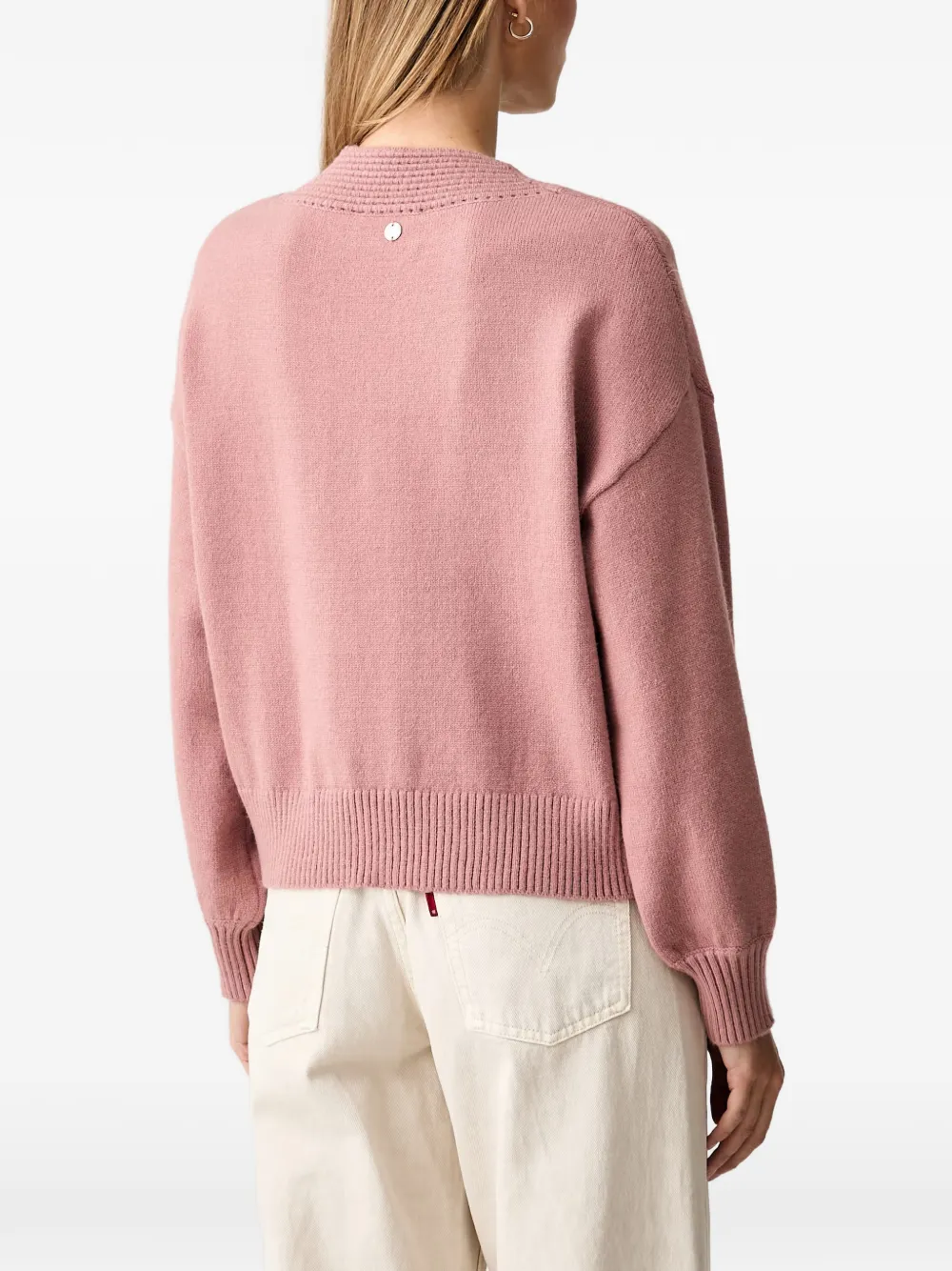 Joseph Ribkoff Ribgebreid vest met V-hals Roze