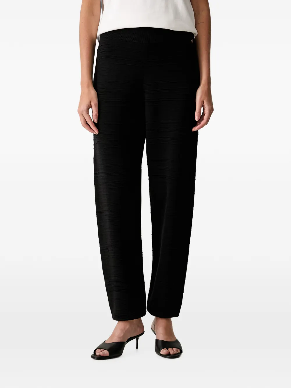 Joseph Ribkoff ribbed-knit logo-plaque track pants - Nero