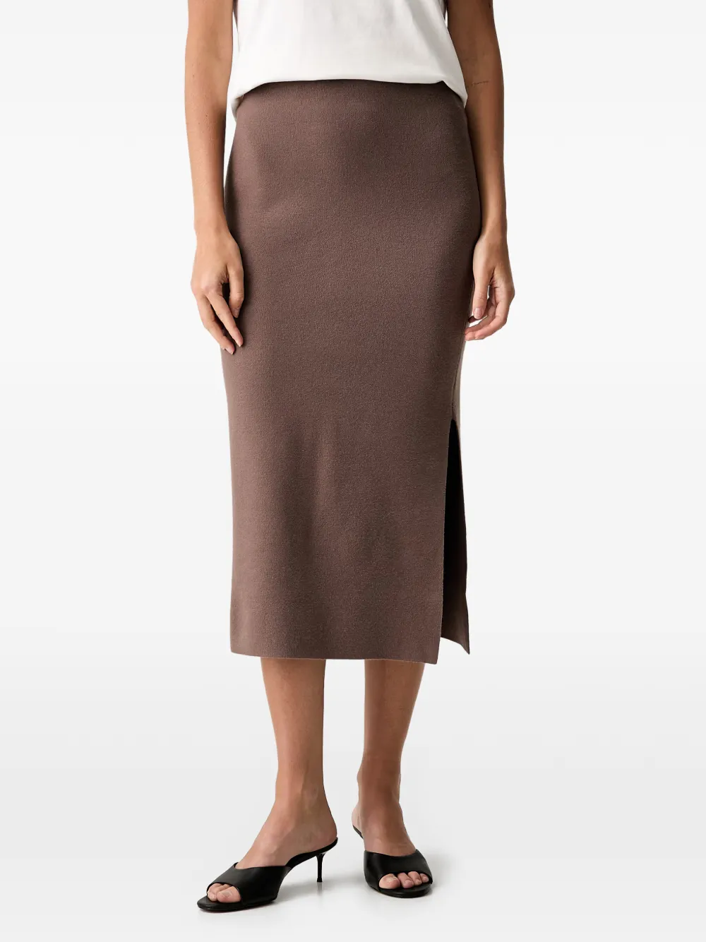 Joseph Ribkoff side-slit straight midi skirt - Braun