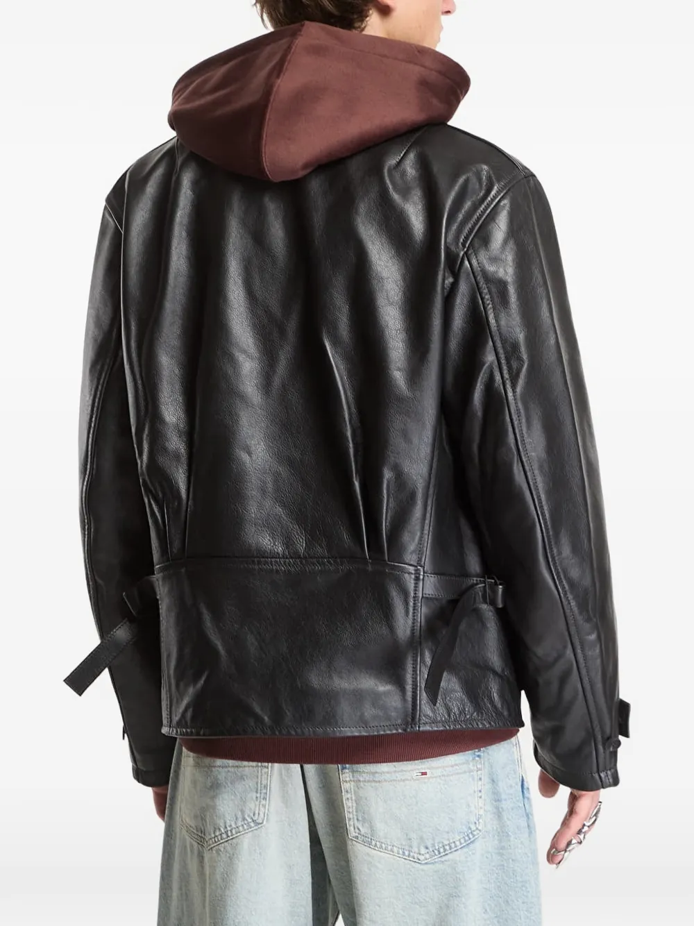 Y-3 Leren jack Zwart