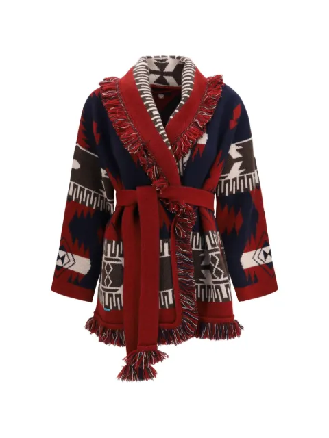 Alanui fringe-trimmed jacquard cardigan