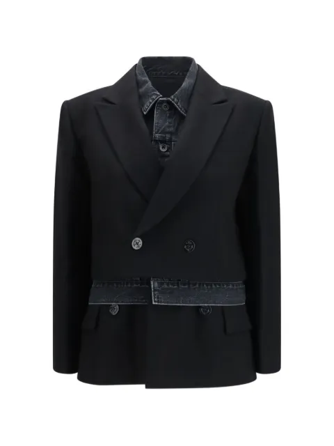 sacai denim-panels blazer
