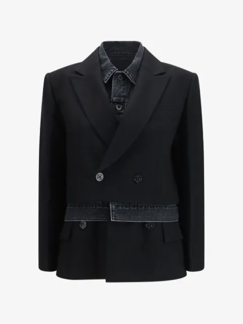 sacai denim-panels blazer