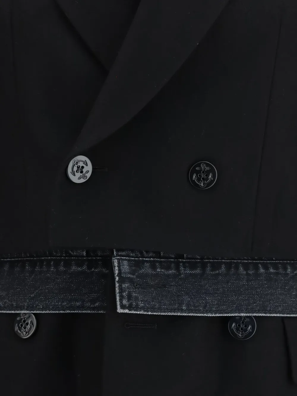 sacai Blazer met denim vlakken Zwart