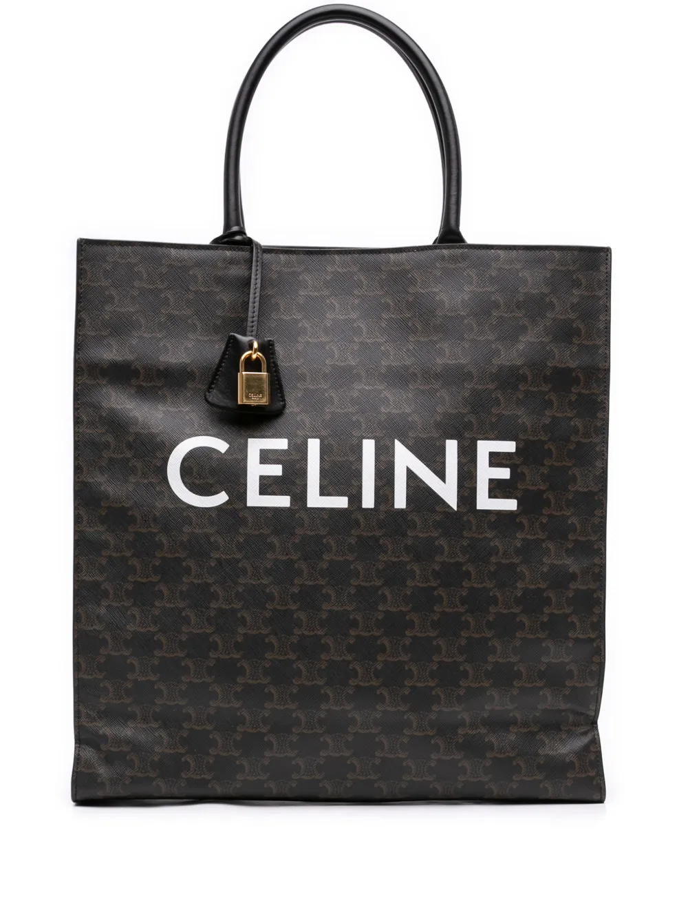 Celine Pre-Owned 2019 Large Triomphe Coated Canvas Cabas Vertical tote bag - Braun