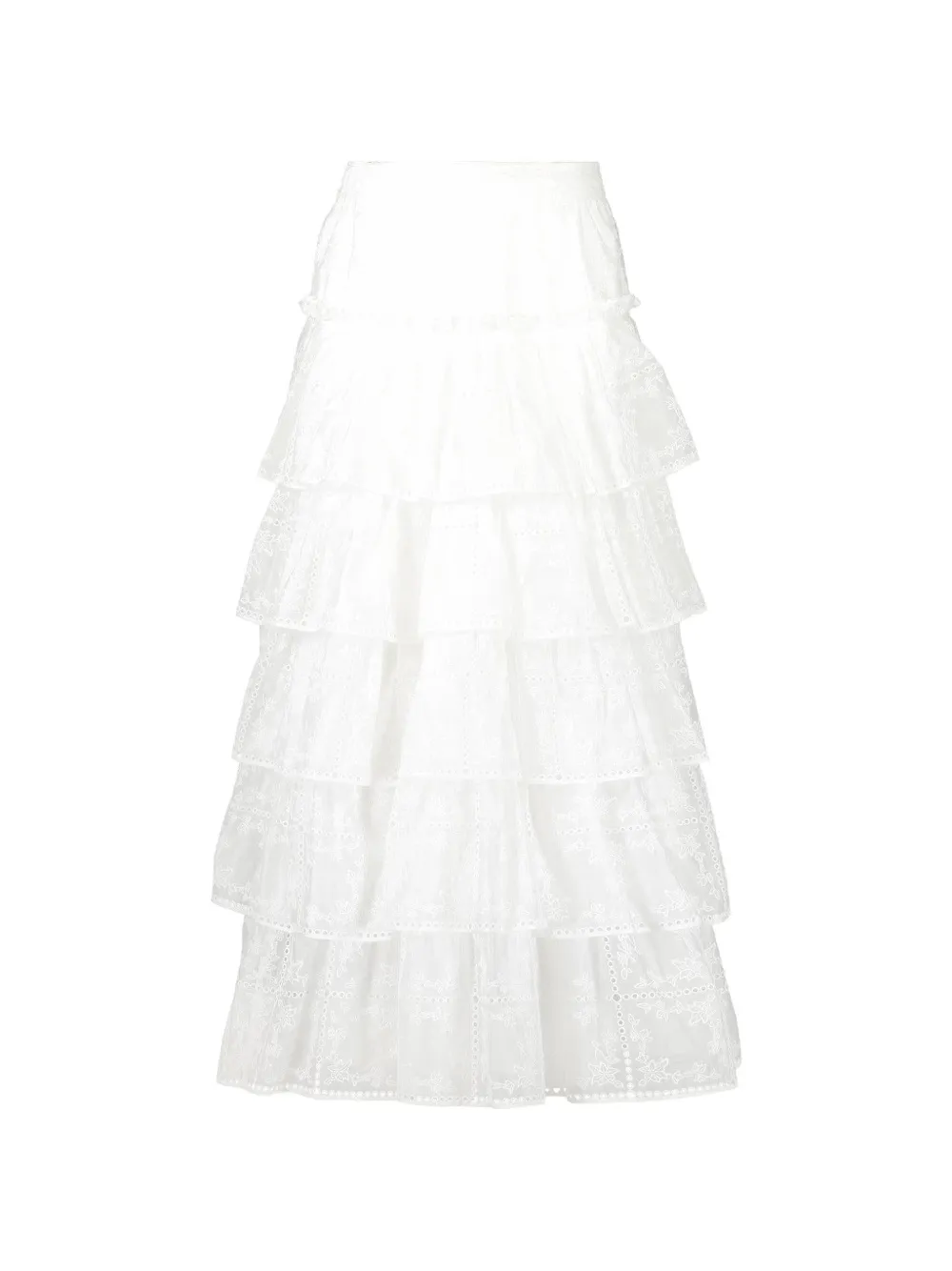 Aje Merrit tiered embroidered maxi skirt - Weiß