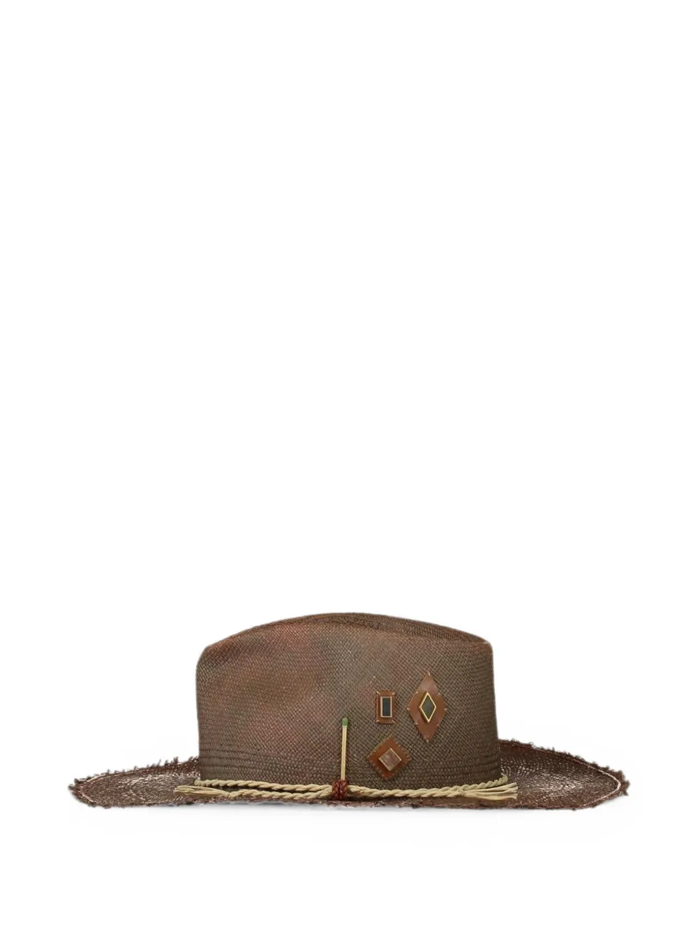 Nick Fouquet Tri-Sonata frayed-edge hat - Marrone