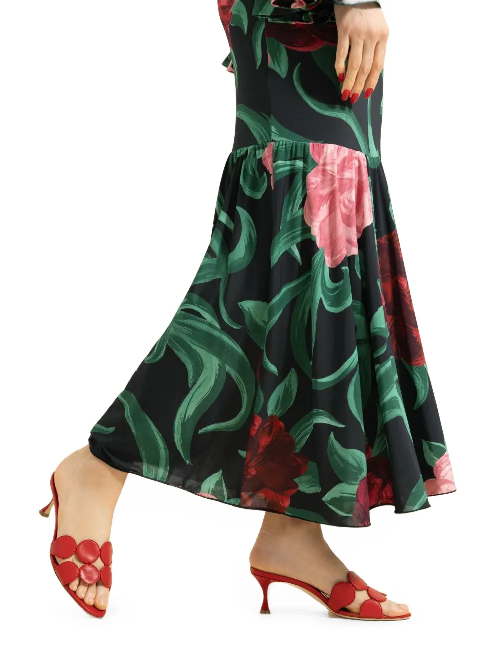 Manolo Blahnik Haribal appliqué leather sandals Rood