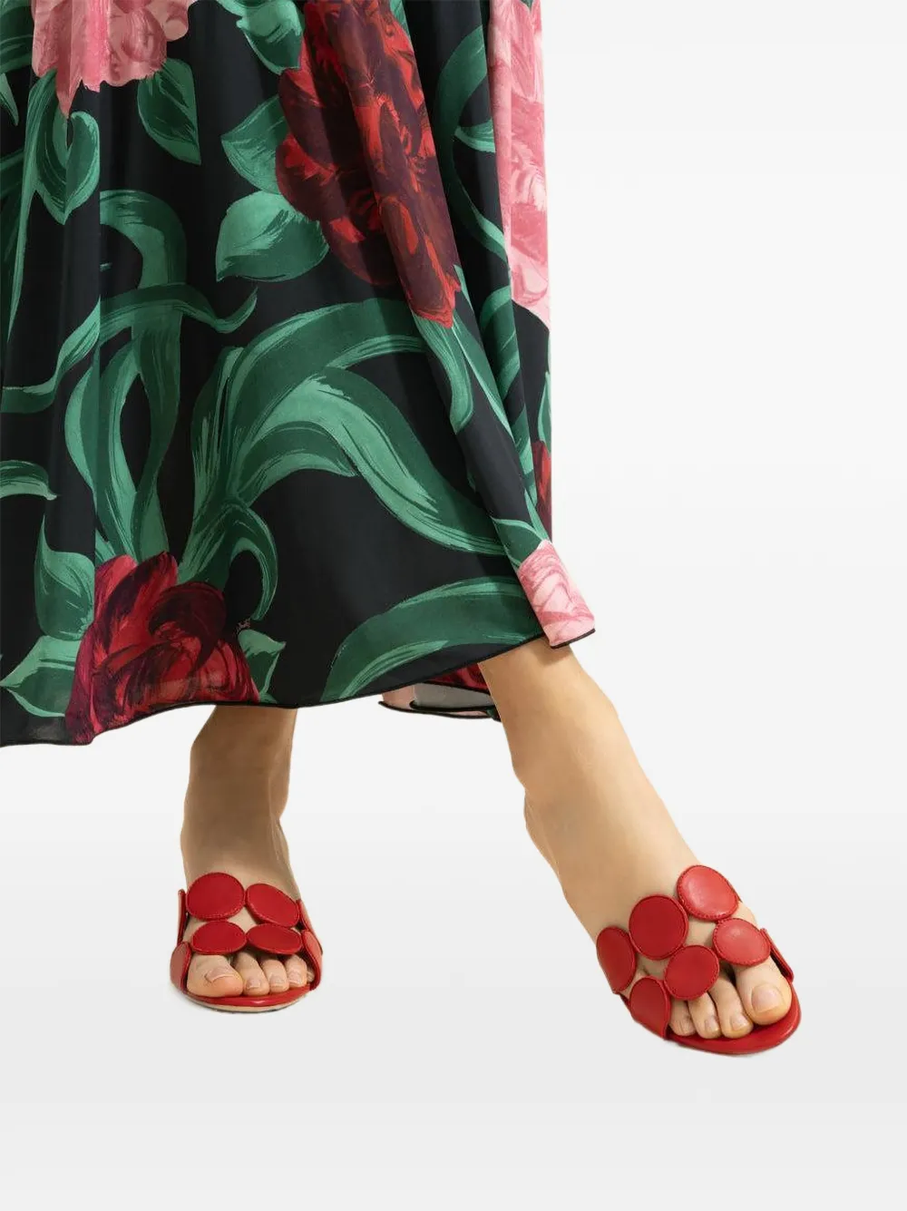 Manolo Blahnik Haribal appliqué leather sandals Rood