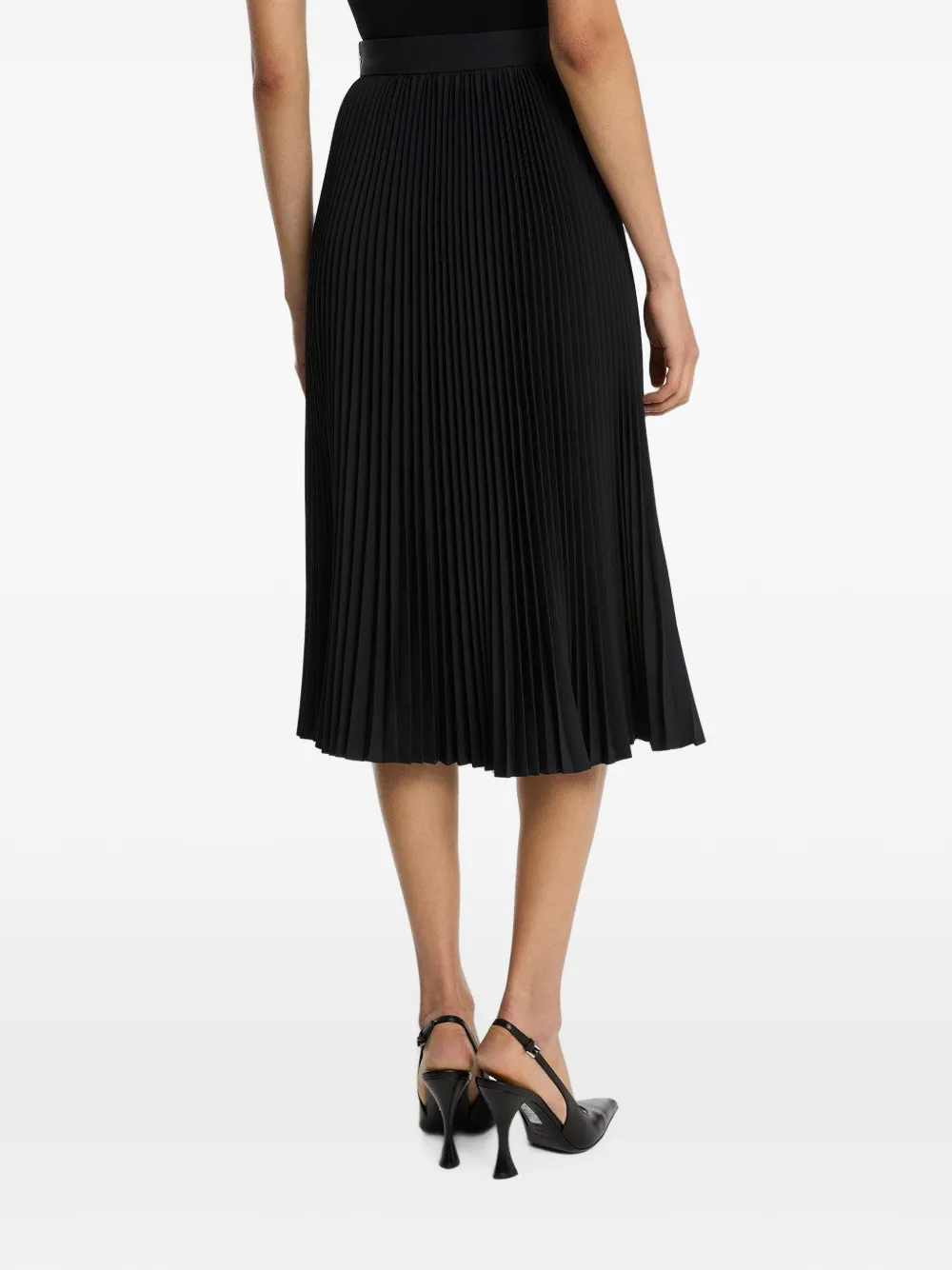 Michael Kors Collection Midi-plooirok met split Zwart