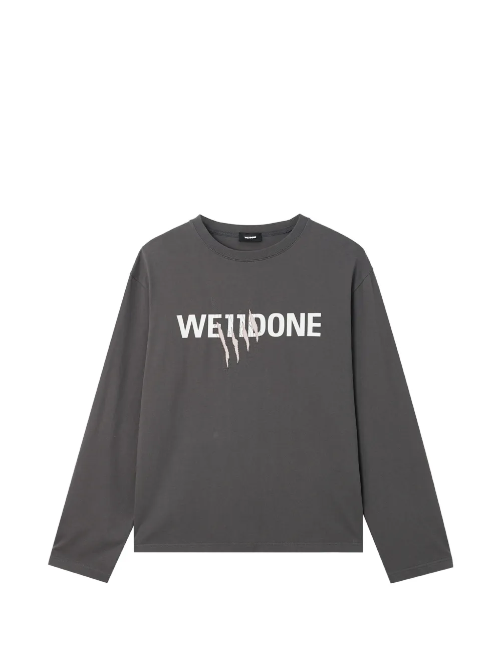 We11 Done Logo-print Distressed T-shirt In Gray
