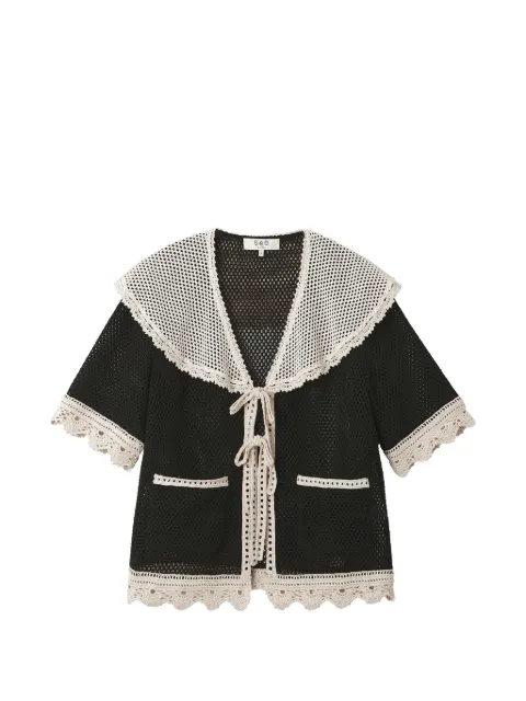 Sea crochet-knit sailor-collar cardigan