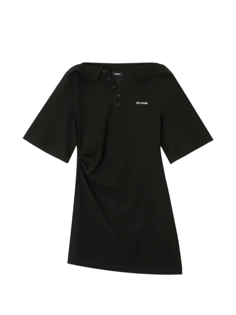 We11done logo-print ruched-detail mini dress
