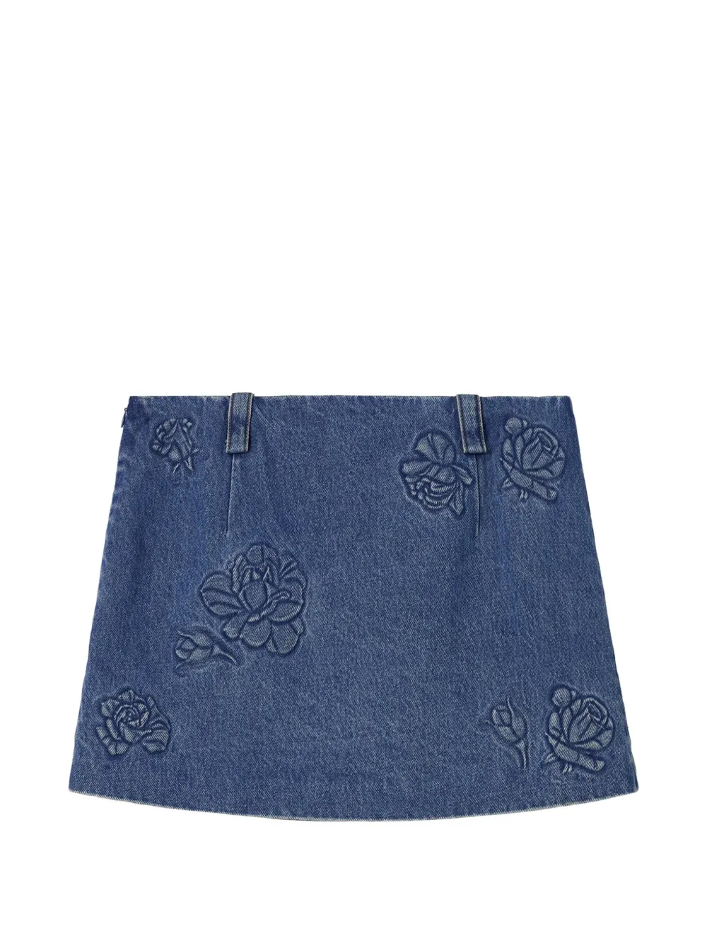 MARKGONG Minigonna svasata a fiori goffrata - Blu