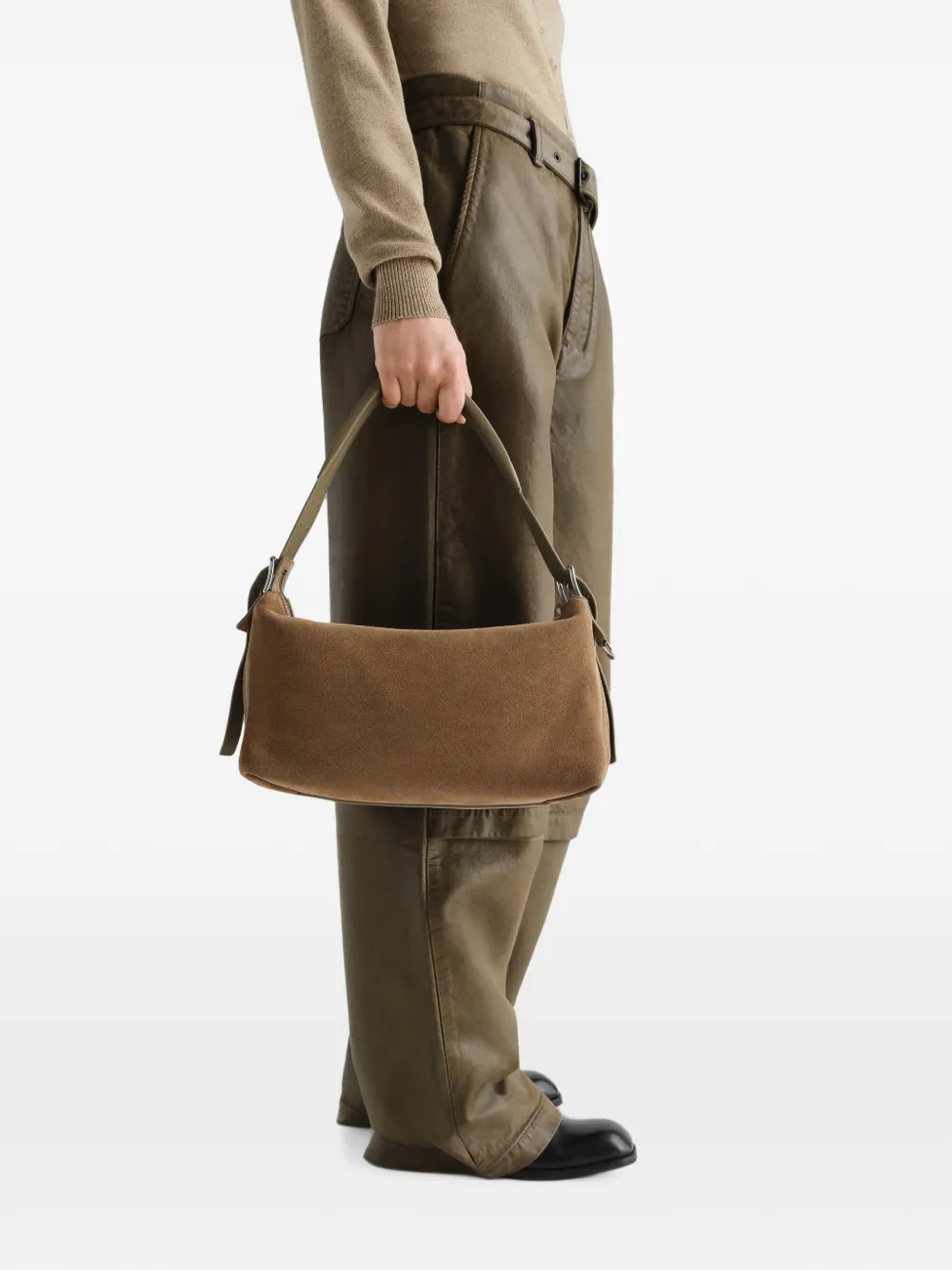 LEMAIRE Belted Bag in Suede Leather in Neutrals, view 2