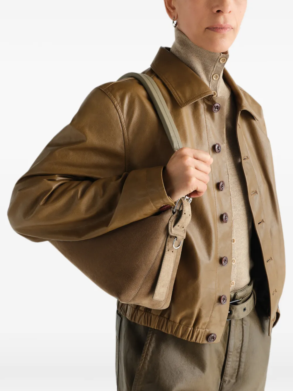 LEMAIRE Belted Bag in Suede Leather in Neutrals, view 3