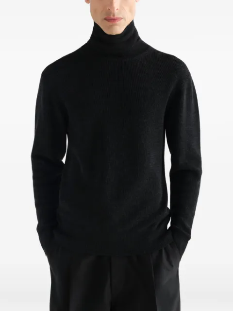 LEMAIRE pull en maille fine de laine mérinos à col montant