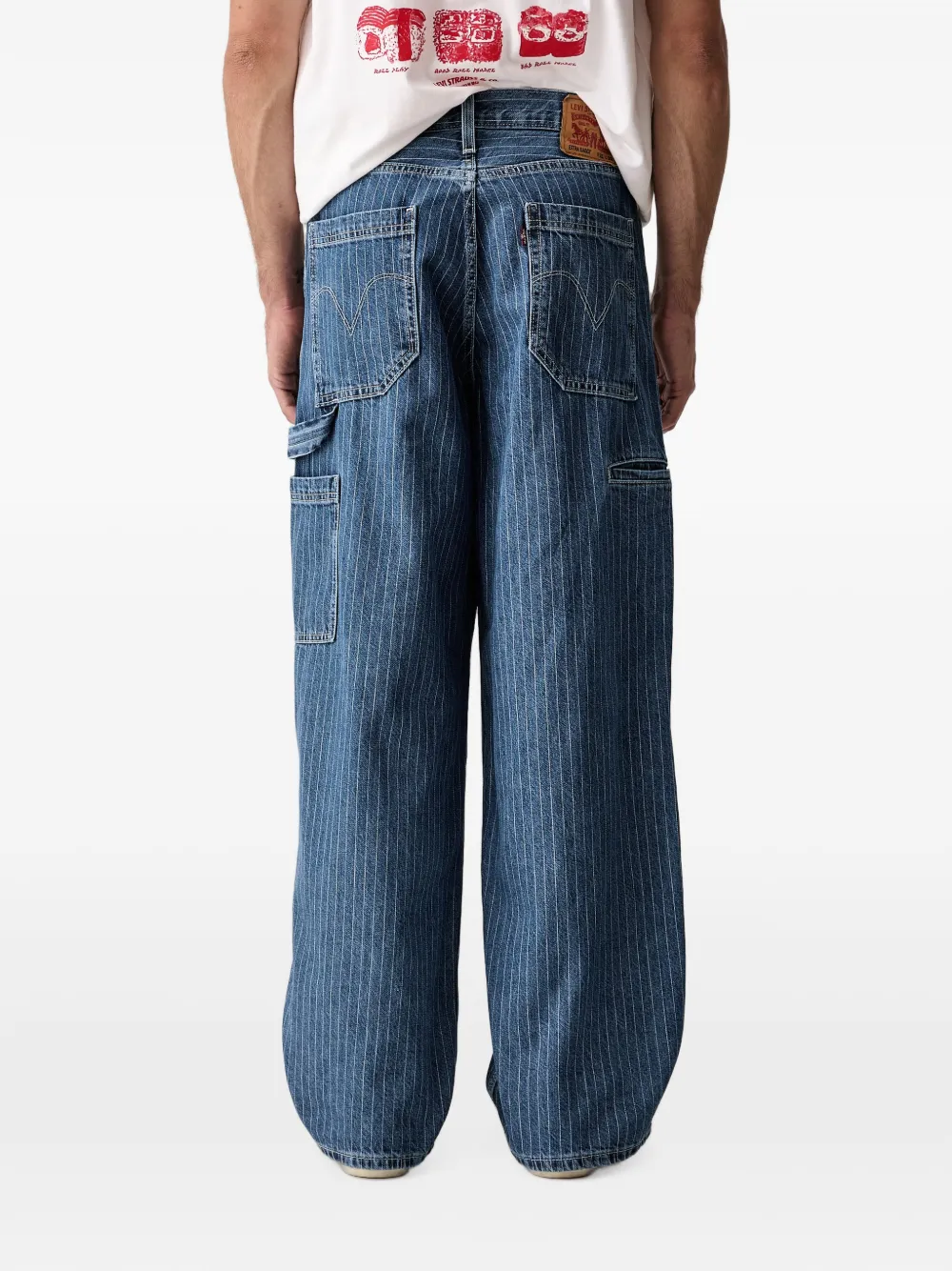 Levi's pinstripe-pattern wide-leg jeans Blauw