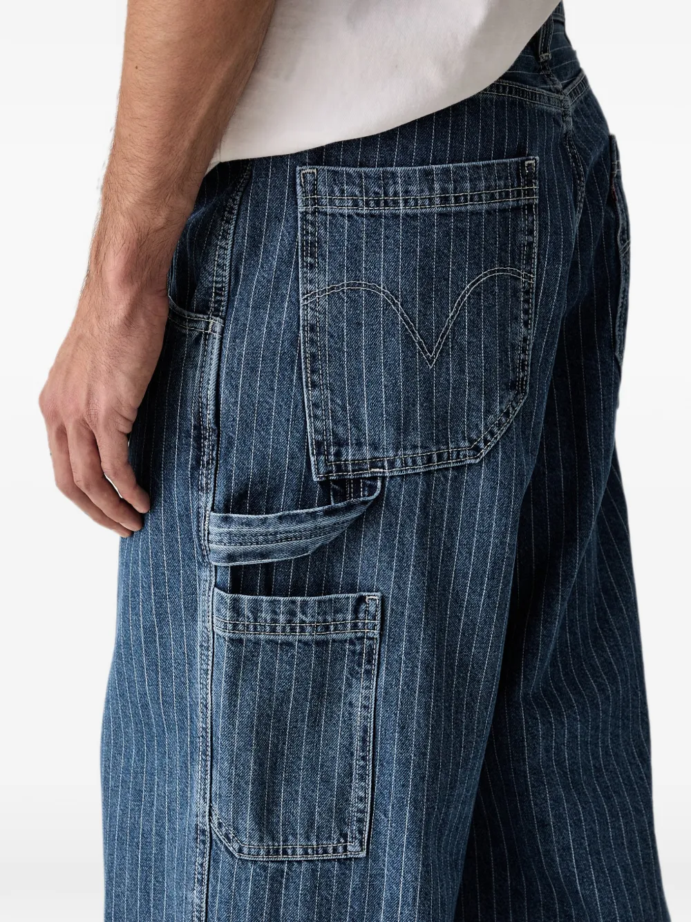Levi's pinstripe-pattern wide-leg jeans Blauw
