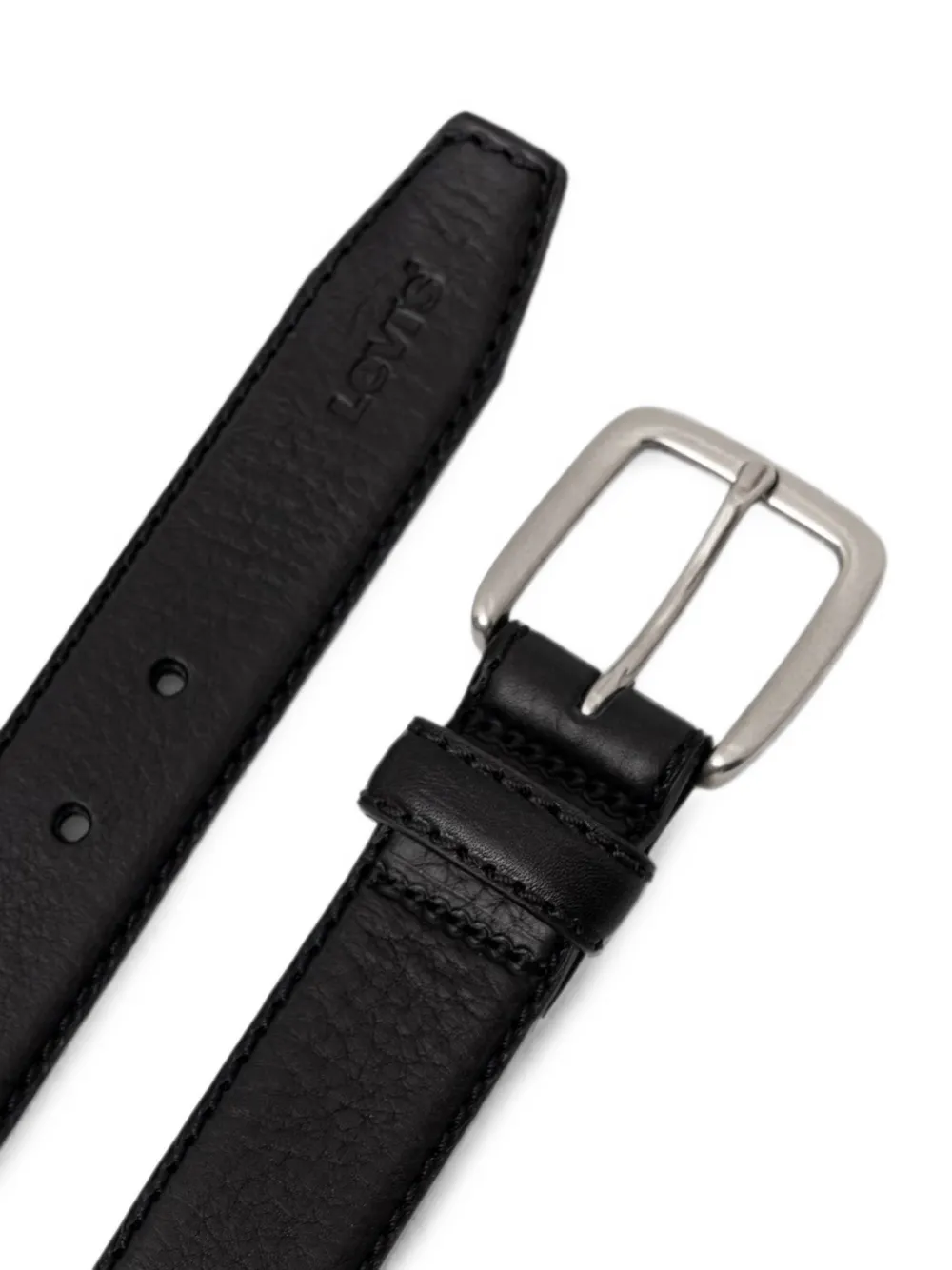 Levi's Finn Feather Edge logo-embossed leather belt Zwart