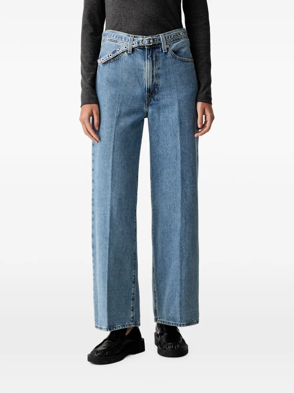 Levi's Ribcage belted wide-leg jeans Blauw